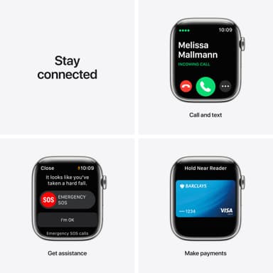 Apple Watch Series 7 45mm GPS+eSIM (sølvfarget stål/sølvfarget Milanese-reim)