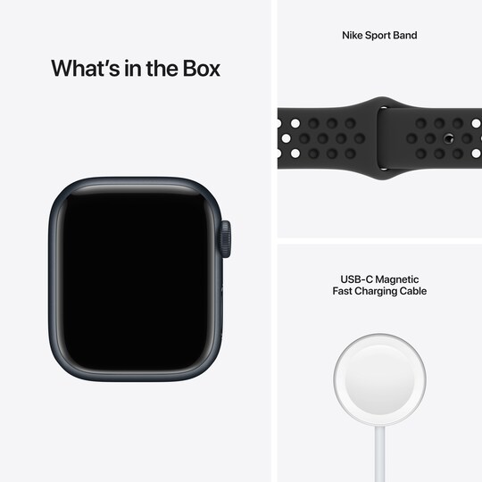 Apple Watch Series 7 Nike 41mm GPS (midnatt alu/antrasittsort sportsreim)