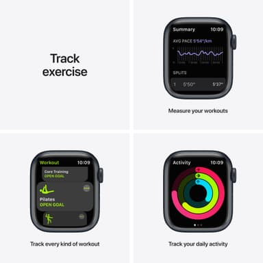 Apple Watch Series 7 Nike 41mm GPS (midnatt alu/antrasittsort sportsreim)