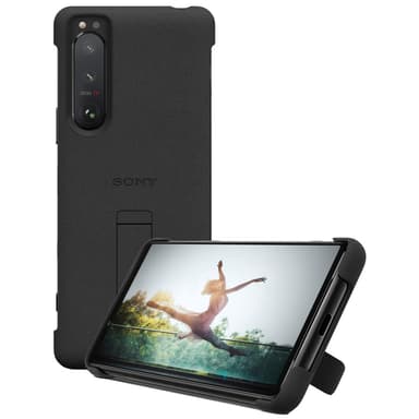 Sony Xperia 5 III Style Cover deksel med stativ (sort)