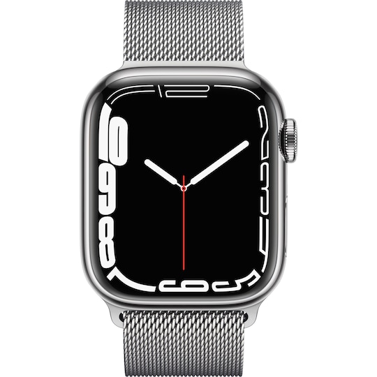 Apple Watch Series 7 41mm GPS+eSIM (sølvfarget stål/sølvfarget Milanese-reim)