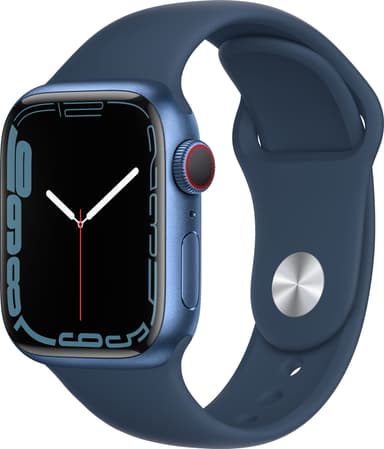 Apple Watch Series 7 41mm GPS+eSIM (blå alu/havdypblå sportsreim)