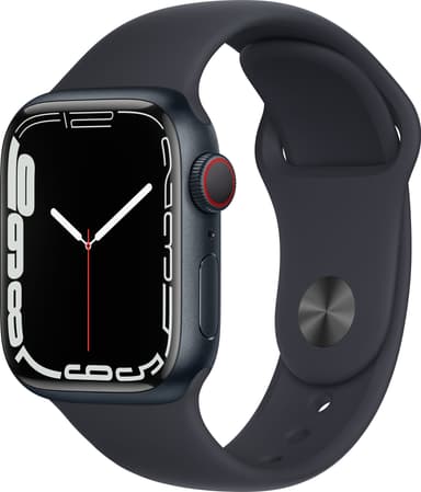 Apple Watch Series 7 41mm GPS+eSIM (midnatt alu/midnatt sportsreim)