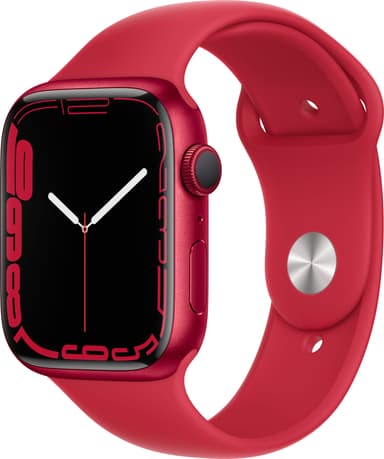 Apple Watch Series 7 45mm GPS (rød alu/rød sportsreim)