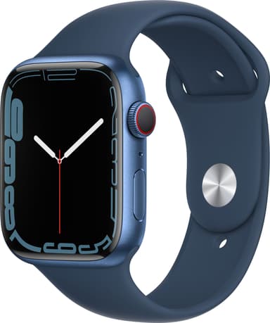 Apple Watch Series 7 45mm GPS+eSIM (blå alu/havdypblå sportsreim)
