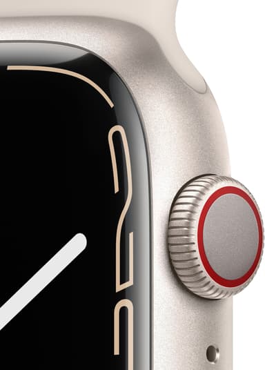 Apple Watch Series 7 45mm GPS+eSIM (stjerneskinn alu/stjerneskinn sportsreim)