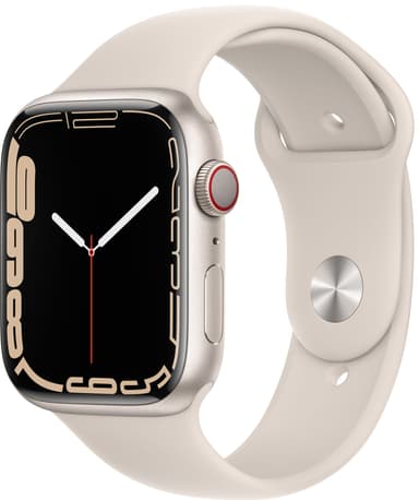 Apple Watch Series 7 45mm GPS+eSIM (stjerneskinn alu/stjerneskinn sportsreim)