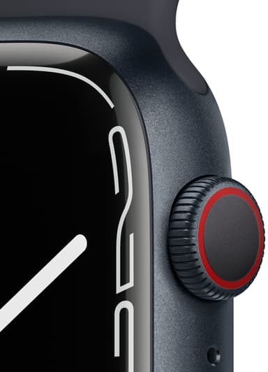 Apple Watch Series 7 45mm GPS+eSIM (midnatt alu/midnatt sportsreim)