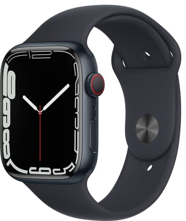 Apple Watch Series 7 45mm GPS+eSIM (midnatt alu/midnatt sportsreim)