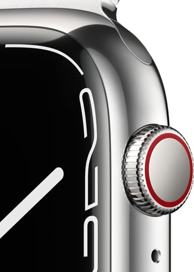 Apple Watch Series 7 45mm GPS+eSIM (sølvfarget stål/sølvfarget Milanese-reim)