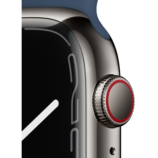 Apple Watch Series 7 45mm GPS+eSIM (grafitt stål/havdypblå sportsreim)