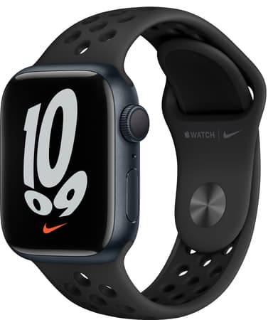 Apple Watch Series 7 Nike 41mm GPS (midnatt alu/antrasittsort sportsreim)