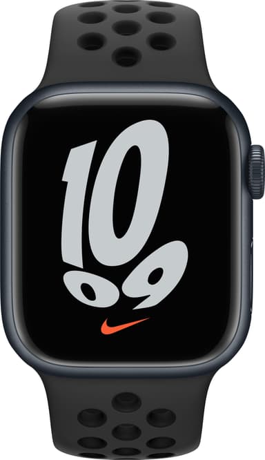 Apple Watch Series 7 Nike 41mm GPS (midnatt alu/antrasittsort sportsreim)