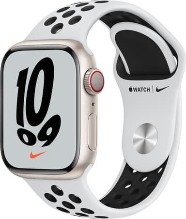 Apple Watch Series 7 Nike 41mm GPS+eSIM (stjerneskinn alu/platinasort sportsreim)