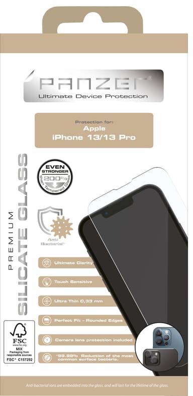 Panzer Full-Fit iPhone 13/13 Pro skjermbeskytter