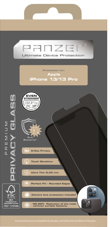 Panzer Full-Fit Privacy 2-way skjermbeskytter til iPhone 13/13 Pro