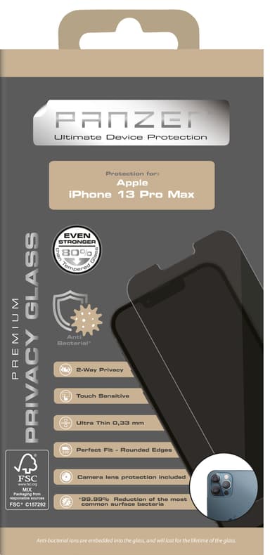 Panzer Full-Fit Privacy 2-way skjermbeskytter til iPhone 13 Pro Max