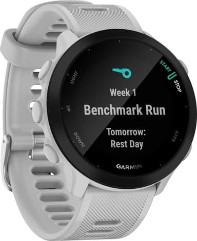 Garmin Forerunner 55 GPS sportsklokke (hvit)