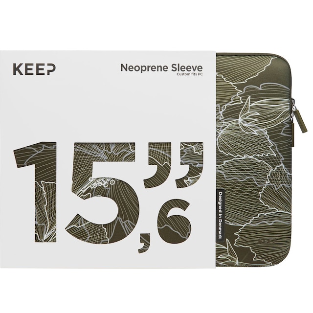 KEEP 15.6" Neoprene sleeve (ivy green flower)