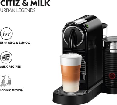 NESPRESSO® CitiZ & Milk kaffemaskin fra DeLonghi, Sort