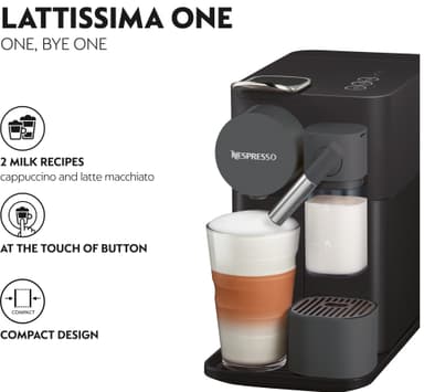 NESPRESSO® Lattissima One kaffemaskin fra Delonghi, Sort