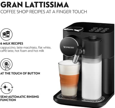 NESPRESSO® Gran Lattissima kaffemaskin fra DeLonghi, Sort