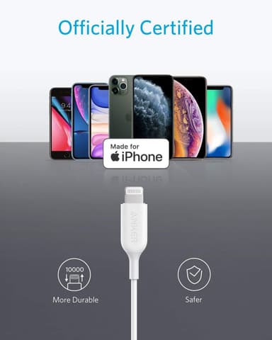 Anker Apple Lightning til 3,5 mm jack adapter for hodetelefoner (hvit)