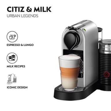 NESPRESSO® CitiZ & Milk kaffemaskin fra Krups, Sølv