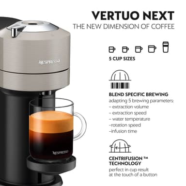 NESPRESSO® Vertuo Next kaffemaskin fra Krups, Lys grå