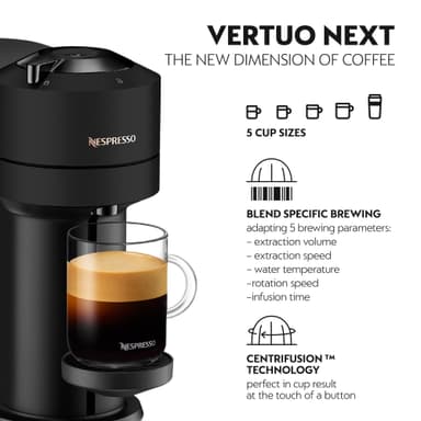 NESPRESSO® Vertuo Next kaffemaskin fra DeLonghi, Matt Sort