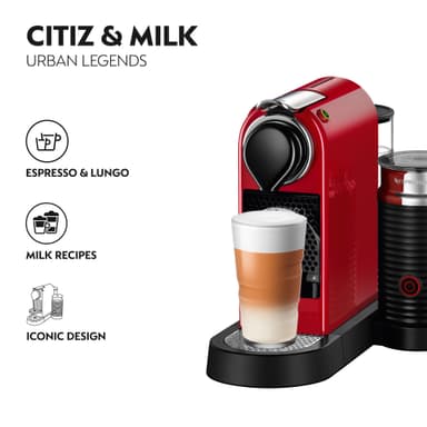 NESPRESSO® CitiZ & Milk kaffemaskin fra Krups, Rød