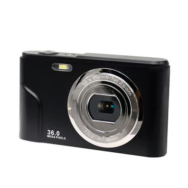 Lite digitalkamera med 36 MP, HD 1080p og 16x zoom svart