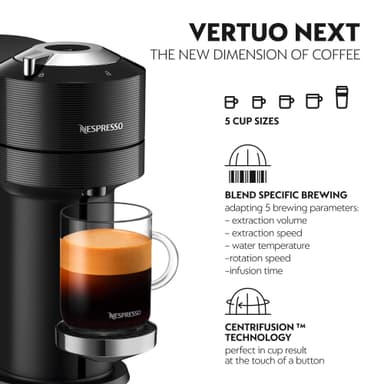 NESPRESSO® Vertuo Next kaffemaskin fra Krups, Klassisk Sort