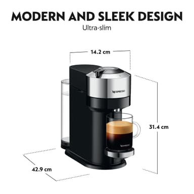 NESPRESSO® Vertuo Next kaffemaskin fra DeLonghi Bundle, Krom