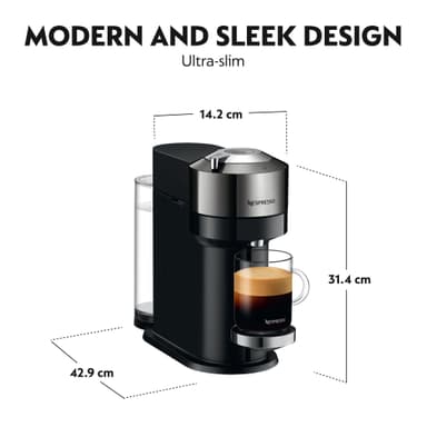NESPRESSO® Vertuo Next kaffemaskin fra Krups, Mørk krom