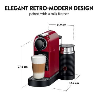 NESPRESSO® CitiZ & Milk kaffemaskin fra Krups, Rød