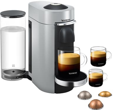 NESPRESSO® Vertuo Plus Deluxe kaffemaskin fra Delonghi, Sølv