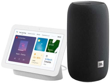 JBL Link Portable Wi-Fi høyttaler med Google Nest Hub 2 samlepakke