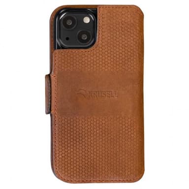 Krusell iPhone 13 Etui Leather PhoneWallet Cognac