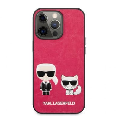 Karl Lagerfeld iPhone 13 Pro Deksel Karl & Choupette Embossed Fuschia