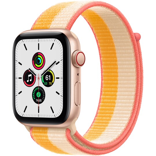 Apple Watch SE 44 mm - LTE (gullfarget alu/maisgul hvit sportsreim)