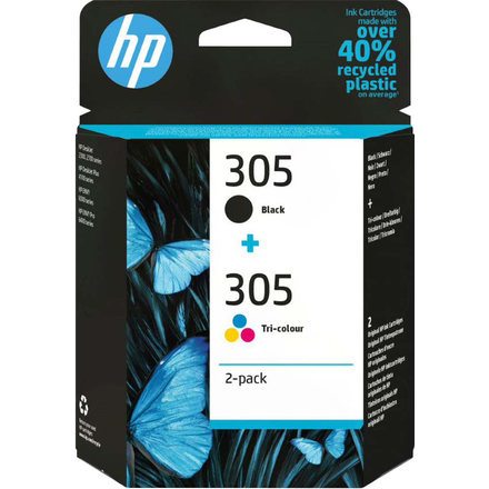 HP 305 2-pakk sort/tre farger blekkpatroner