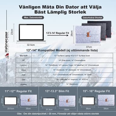 Kebnecase Sweden/14'' Stilig nordisk
design
laptop ermet
/ bærbar etui