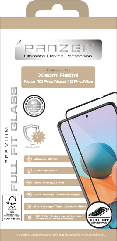 Panzer Full-Fit Xiaomi Redmi Note 10 Pro/Pro Max skjermbeskytter