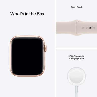 Apple Watch SE 44 mm GPS (gullfarget alu/stjernelys sportsreim)