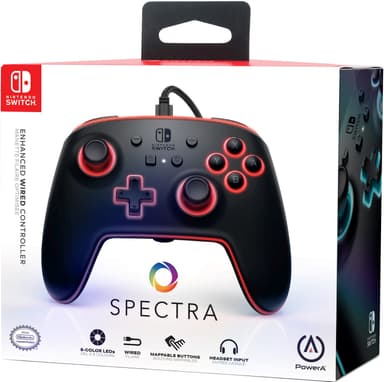 PowerA Enhanced Spectra kablet kontroller til Nintendo Switch (sort)