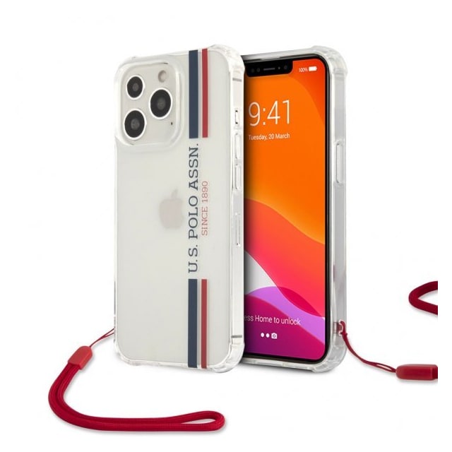 U.S. Polo iPhone 13 Pro Deksel Nylon Cord Transparent