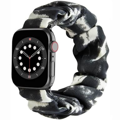 Scrunchie Elastisk armbånd Apple Watch 6 (44mm) - Mørk grå/hvit