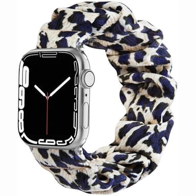 Scrunchie Elastisk armbånd Apple Watch 7 (41mm) - Leopard Blå