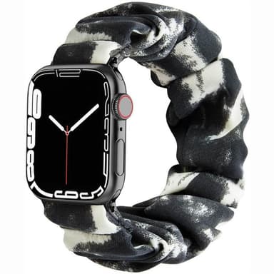 Scrunchie Elastisk armbånd Apple Watch 7 (45mm) - Mørk grå/hvit